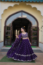 Load image into Gallery viewer, Purple Color Elegance Designer Faux Blooming Lehenga Choli Set ClothsVilla