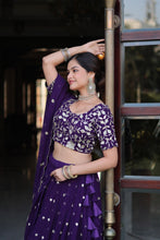 Load image into Gallery viewer, Purple Color Elegance Designer Faux Blooming Lehenga Choli Set ClothsVilla