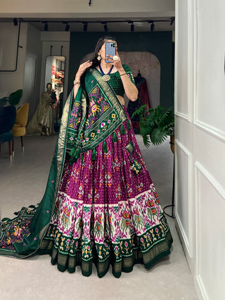 Purple Color Patola Print Tussar Silk Lehenga Choli Set ClothsVilla