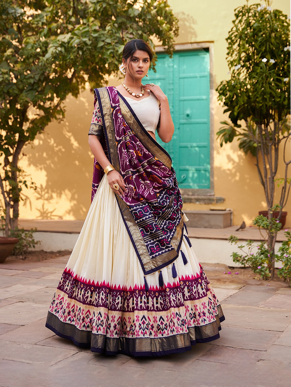 Purple Color Patola Print Tussar Silk Lehenga Choli with Foil Detailing ClothsVilla