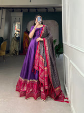 Load image into Gallery viewer, Purple Color Tussar Silk Printed Gown with Dupatta - Contemporary Elegance ClothsVilla