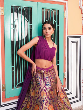 Purple Color Zari Weaving Work Banarasi Silk Lehenga Choli Clothsvilla
