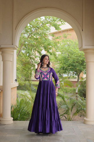 Purple Cotton Mirror & Real Codi Work Gown ClothsVilla