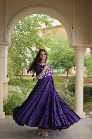 Purple Cotton Mirror & Real Codi Work Gown ClothsVilla