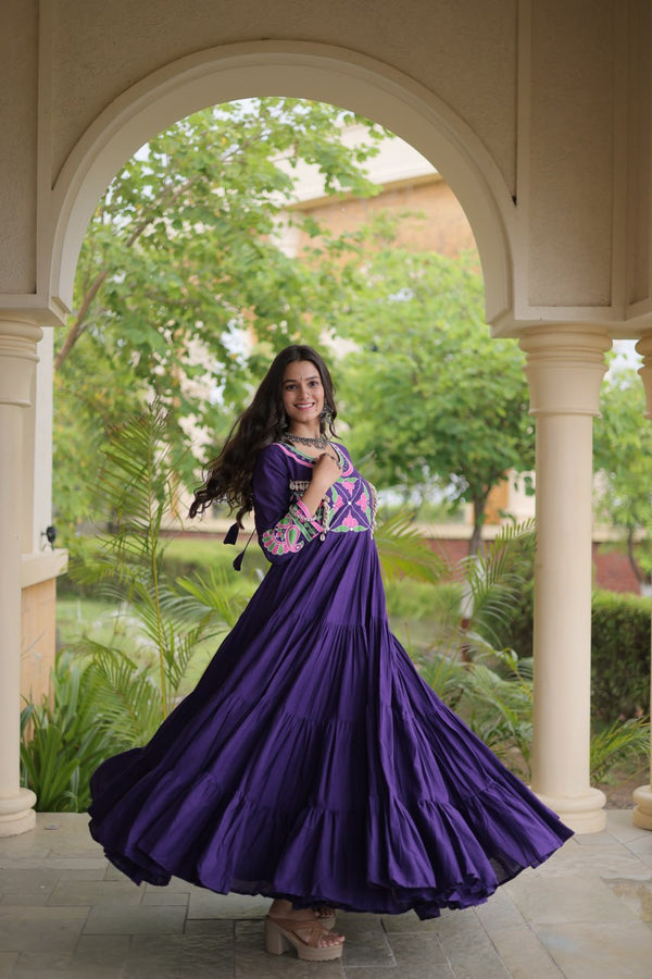 Purple Cotton Mirror & Real Codi Work Gown ClothsVilla