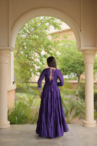 Purple Cotton Mirror & Real Codi Work Gown ClothsVilla