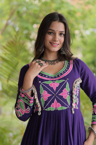 Purple Cotton Mirror & Real Codi Work Gown ClothsVilla