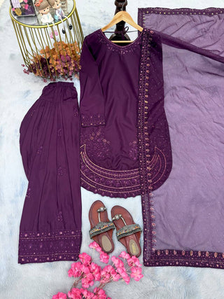 Purple Crepe Farshi Palazzo Suit ClothsVilla