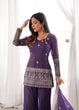 Load image into Gallery viewer, Purple Crunchy Silk Top with Bell Bottom ClothsVilla