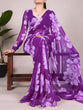 Load image into Gallery viewer, Purple Delicate Blooms Chiffon Saree with Floral Print and Pearl Lace Border
