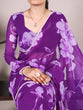 Load image into Gallery viewer, Purple Delicate Blooms Chiffon Saree with Floral Print and Pearl Lace Border