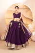 Load image into Gallery viewer, Purple Designer Dyeable Faux Blooming Lehenga Choli with 7mm Sequins Embroidery &amp; Lace-Border Dupatta ClothsVilla