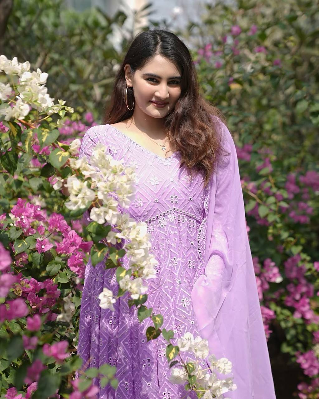 Purple Designer Faux Blooming Anarkali Suit with Heavy Sequins & Thread Embroidery ClothsVilla