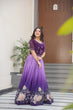 Load image into Gallery viewer, Purple Designer Faux Blooming Gown with Bead Embroidery &amp; Digital Floral Print ClothsVilla