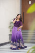 Load image into Gallery viewer, Purple Designer Faux Blooming Gown with Bead Embroidery &amp; Digital Floral Print ClothsVilla