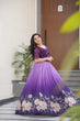 Load image into Gallery viewer, Purple Designer Faux Blooming Gown with Bead Embroidery &amp; Digital Floral Print ClothsVilla