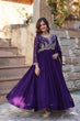 Load image into Gallery viewer, Purple Designer Faux Blooming Gown with Sequins &amp; Beads Embroidery ClothsVilla