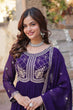 Load image into Gallery viewer, Purple Designer Faux Blooming Gown with Sequins &amp; Beads Embroidery ClothsVilla