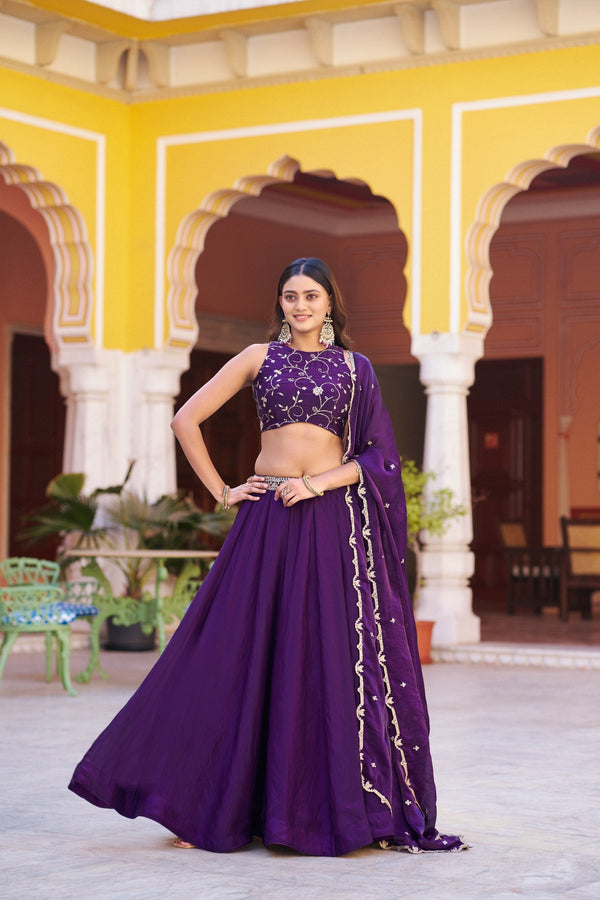Purple Designer Fendi Sequins Lehenga Choli ClothsVilla