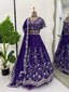 Purple Designer Fox Georgette Lehenga Set with 4-Meter Flair & Sequin Embroidery ClothsVilla