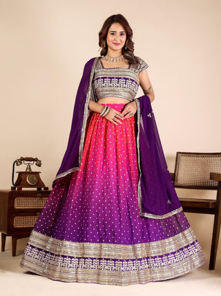 Purple Designer Georgette Lehenga ClothsVilla