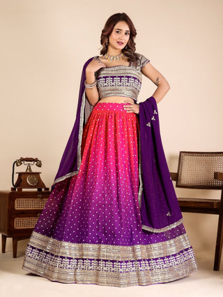 Purple Designer Georgette Lehenga ClothsVilla