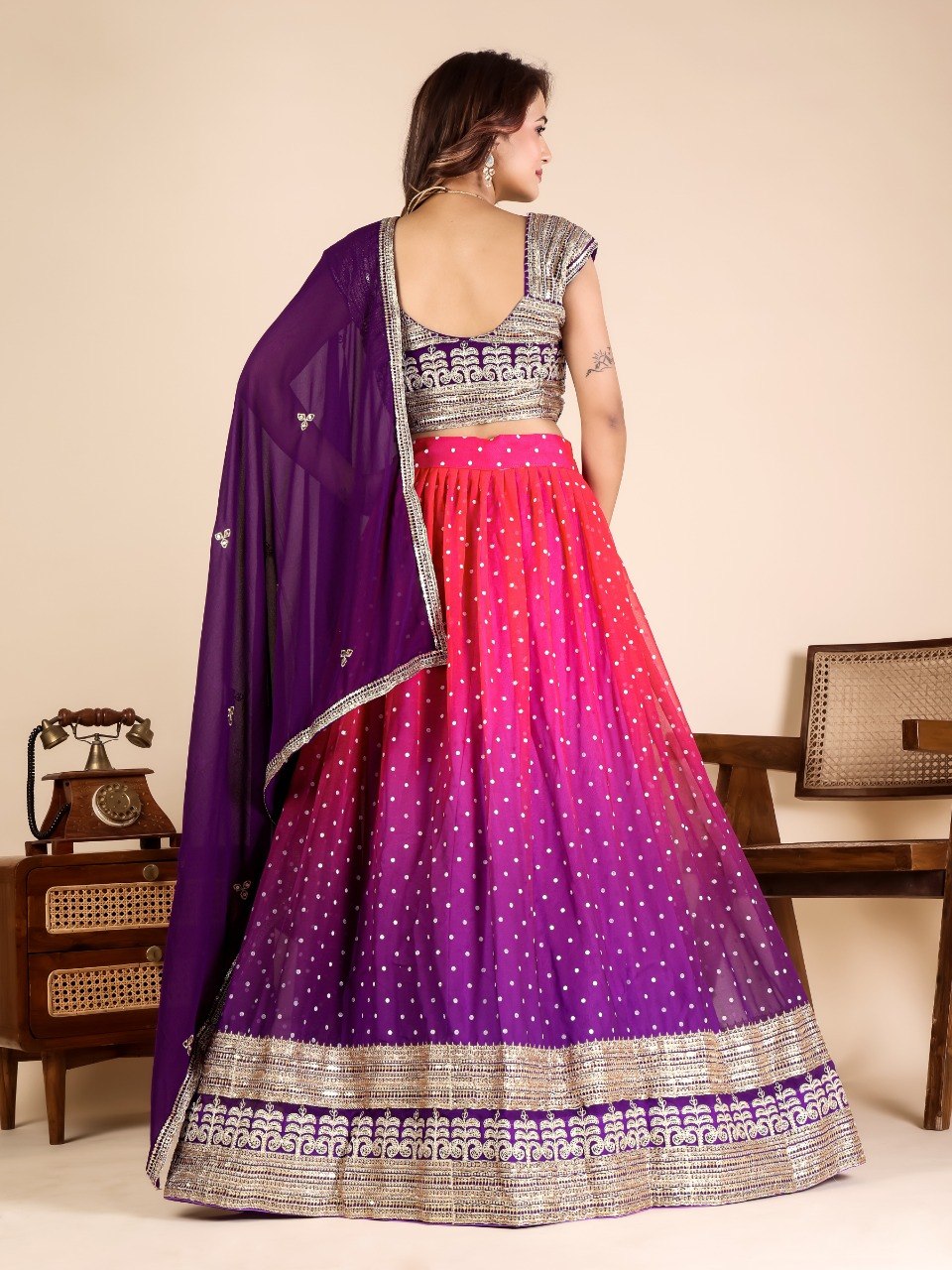 Purple Designer Georgette Lehenga ClothsVilla