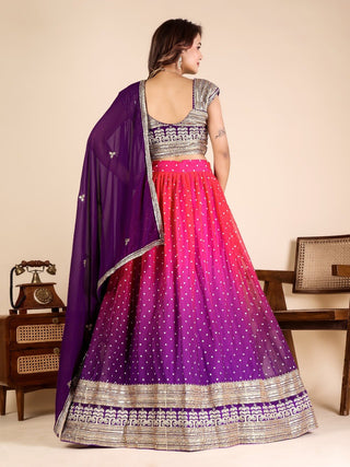 Purple Designer Georgette Lehenga ClothsVilla