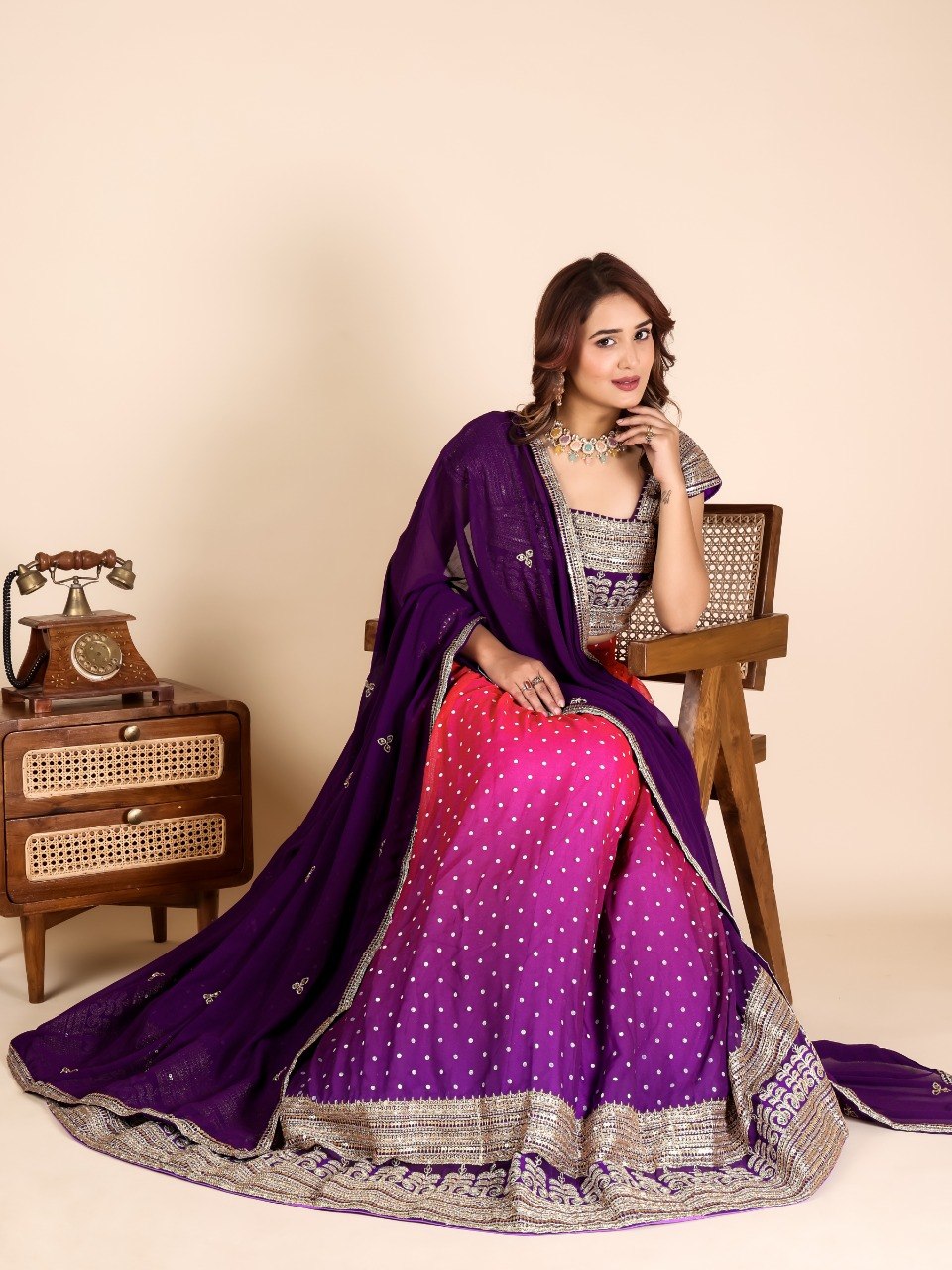 Purple Designer Georgette Lehenga ClothsVilla