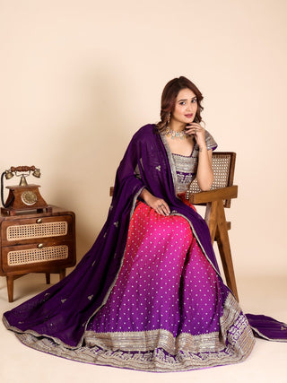 Purple Designer Georgette Lehenga ClothsVilla