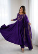 Load image into Gallery viewer, Purple Designer Heavy Pure Roman Chanderi Silk 16 Kali Anarkali Gown Set with Beads Handwork, 4-Meter Flare, Churidar Sleeves &amp; Fancy Dupatta Clothsvilla
