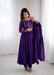 Load image into Gallery viewer, Purple Designer Heavy Pure Roman Chanderi Silk 16 Kali Anarkali Gown Set with Beads Handwork, 4-Meter Flare, Churidar Sleeves &amp; Fancy Dupatta Clothsvilla