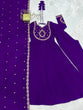 Load image into Gallery viewer, Purple Designer Heavy Pure Roman Chanderi Silk 16 Kali Anarkali Gown Set with Beads Handwork, 4-Meter Flare, Churidar Sleeves &amp; Fancy Dupatta Clothsvilla