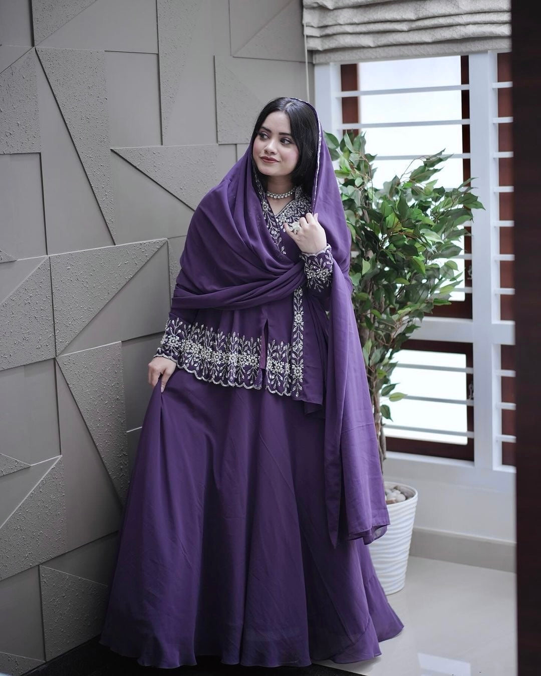 Purple Designer Party Wear Top with Lehenga & Dupatta Set - Sequin Embroidery and Tassel Accents ClothsVilla