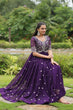 Load image into Gallery viewer, Purple Designer Readymade Gown with Zari-Thread &amp; Sequins Embroidery Clothsvilla