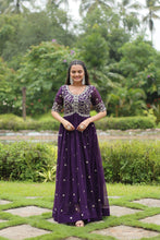 Load image into Gallery viewer, Purple Designer Readymade Gown with Zari-Thread &amp; Sequins Embroidery Clothsvilla