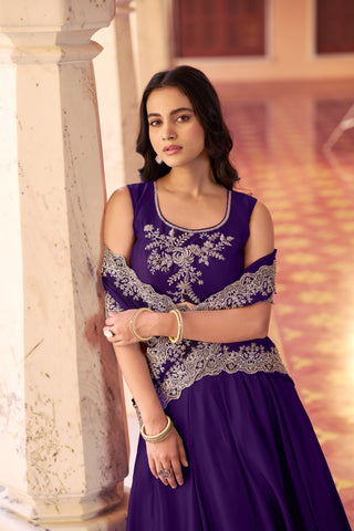 Purple Designer Silk Lehenga Set ClothsVilla