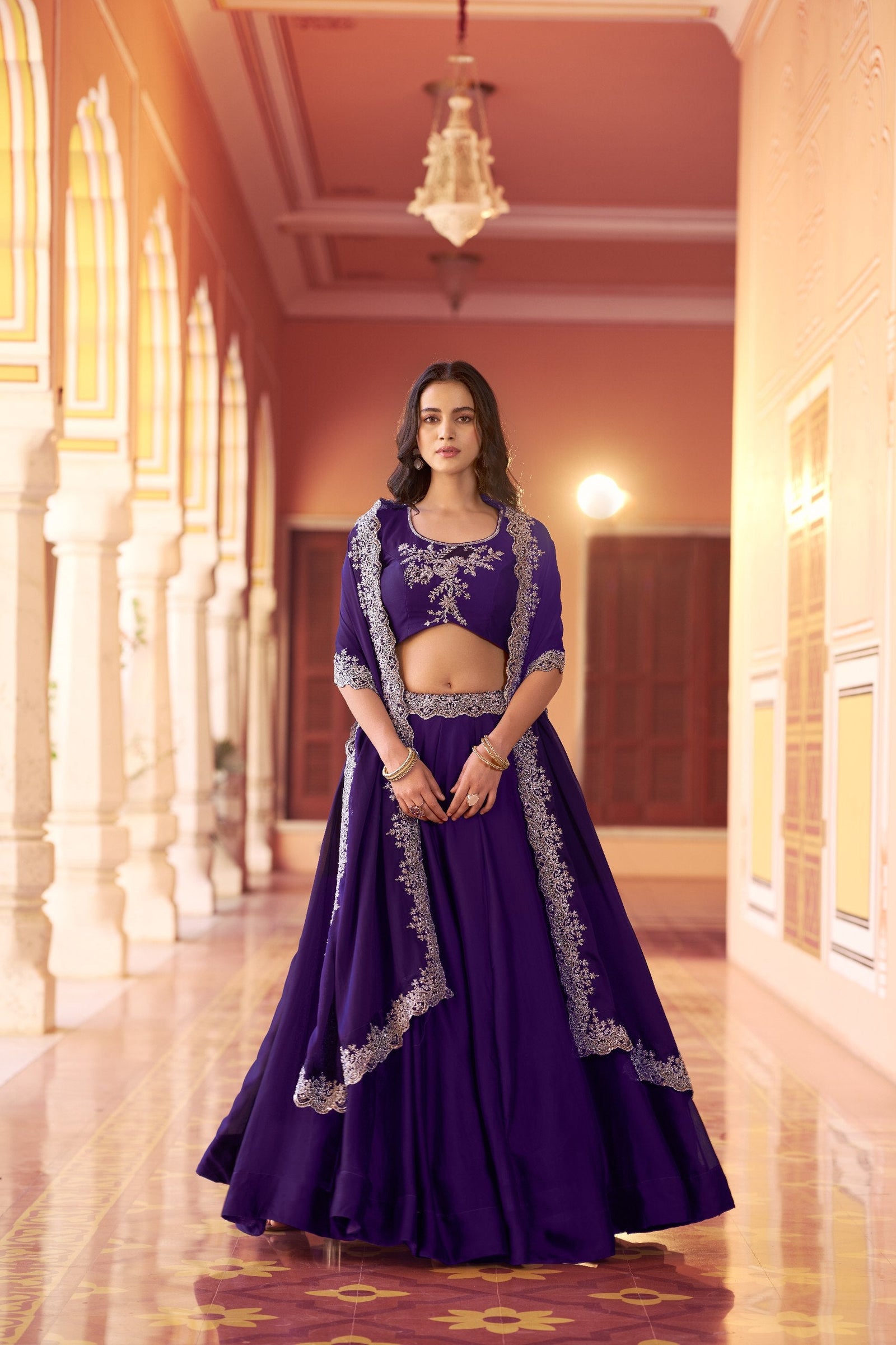 Purple Designer Silk Lehenga Set ClothsVilla