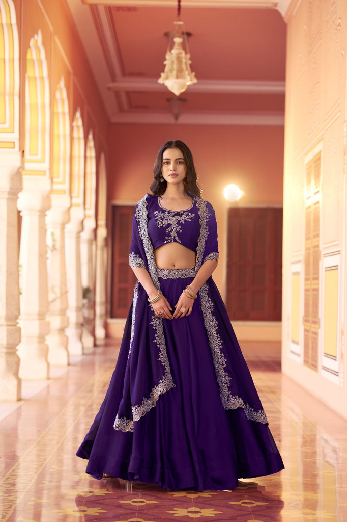 Purple Designer Silk Lehenga Set ClothsVilla