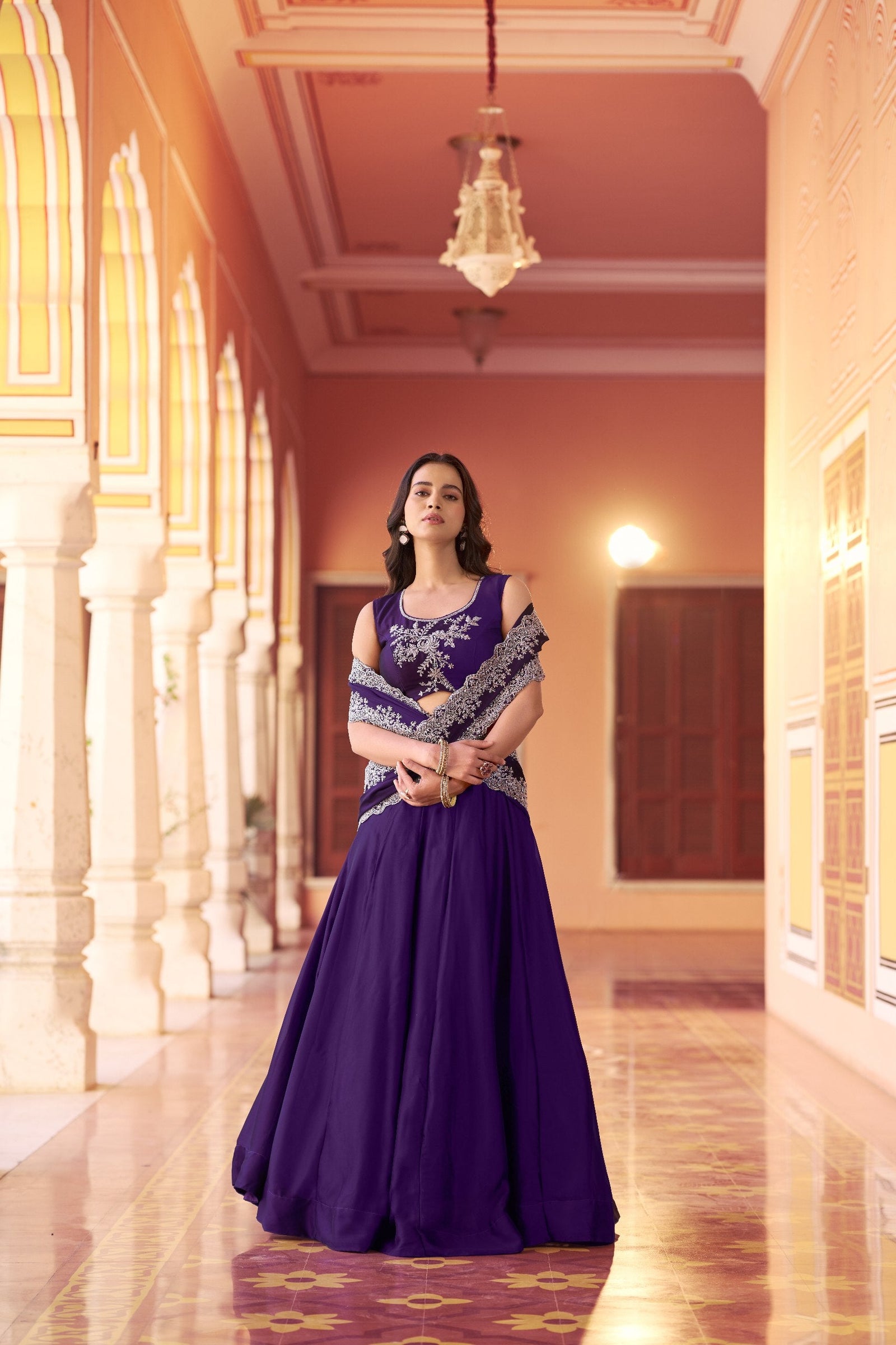 Purple Designer Silk Lehenga Set ClothsVilla
