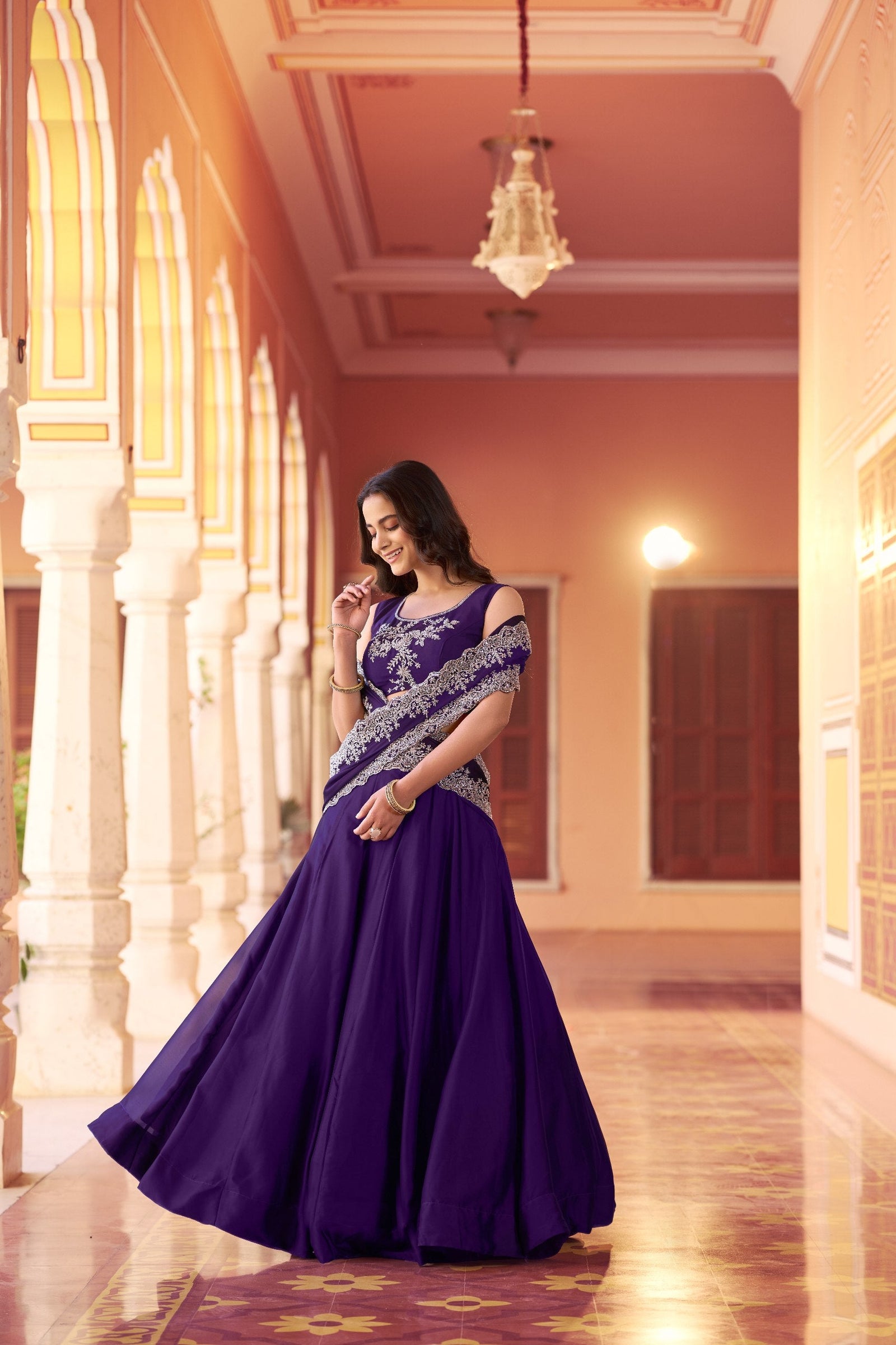 Purple Designer Silk Lehenga Set ClothsVilla