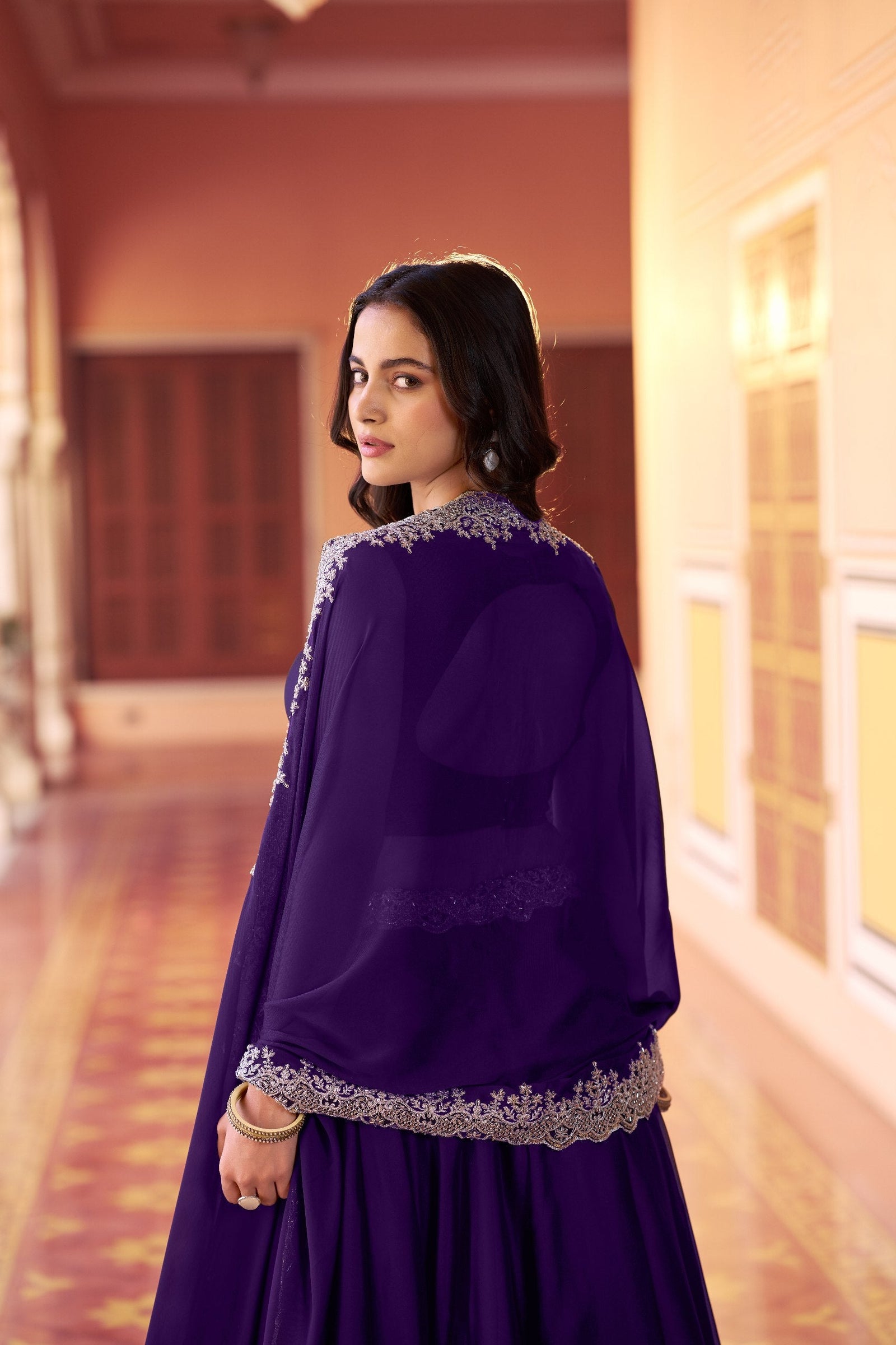 Purple Designer Silk Lehenga Set ClothsVilla