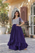 Load image into Gallery viewer, Purple Designer Star Georgette Kurti with Lehenga Set Embroidered Beads &amp; Sequins Work Elegant Ethnic Wear ClothsVilla