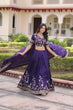 Load image into Gallery viewer, Purple Designer Vichitra Silk Sequins &amp; Zari Embroidered Lehenga Choli Set with Matching Dupatta – Fully Stitched Festive &amp; Wedding Wear Ensemble ClothsVilla