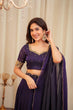 Load image into Gallery viewer, Purple Diamond Crush Silk Lehenga Set with Sequins, Dori, and Chain Stitch Work – Semi-Stitched ClothsVilla