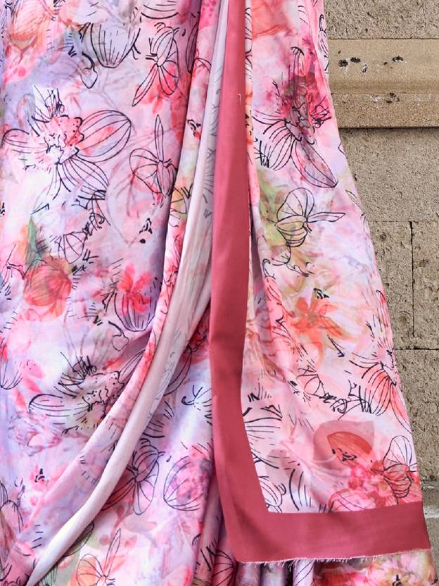 Purple Digital Print Saree in Satin Silk Blend – Party & Wedding Wear ClothsVilla