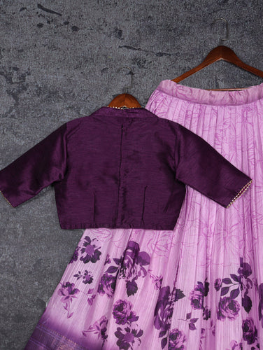 Purple Dola Silk Floral Lehenga Choli Set with Banglori Blouse | Wedding & Festive Wear ClothsVilla
