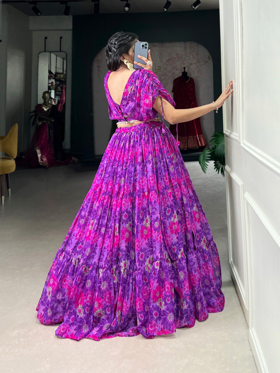 Purple Effortless Elegance Chiffon Floral Print Co-ord Set ClothsVilla
