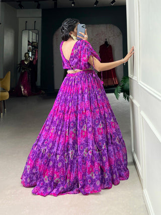 Purple Effortless Elegance Chiffon Floral Print Co-ord Set ClothsVilla