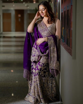 Purple Eid Special Elegant Sharara Set ClothsVilla